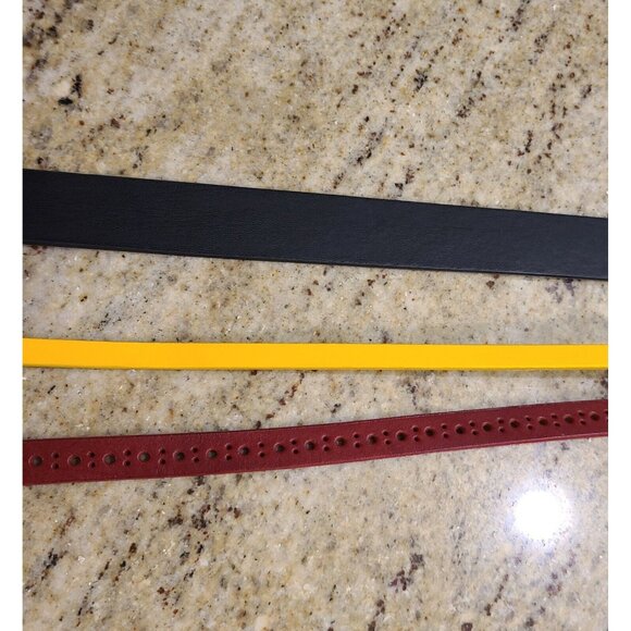 Lot of 3 Eddie Bauer Fasolo Leather Belts Faux Pearl Buckle Size XL Red Yellow - Picture 3 of 10
